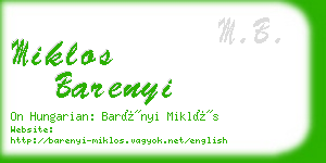 miklos barenyi business card